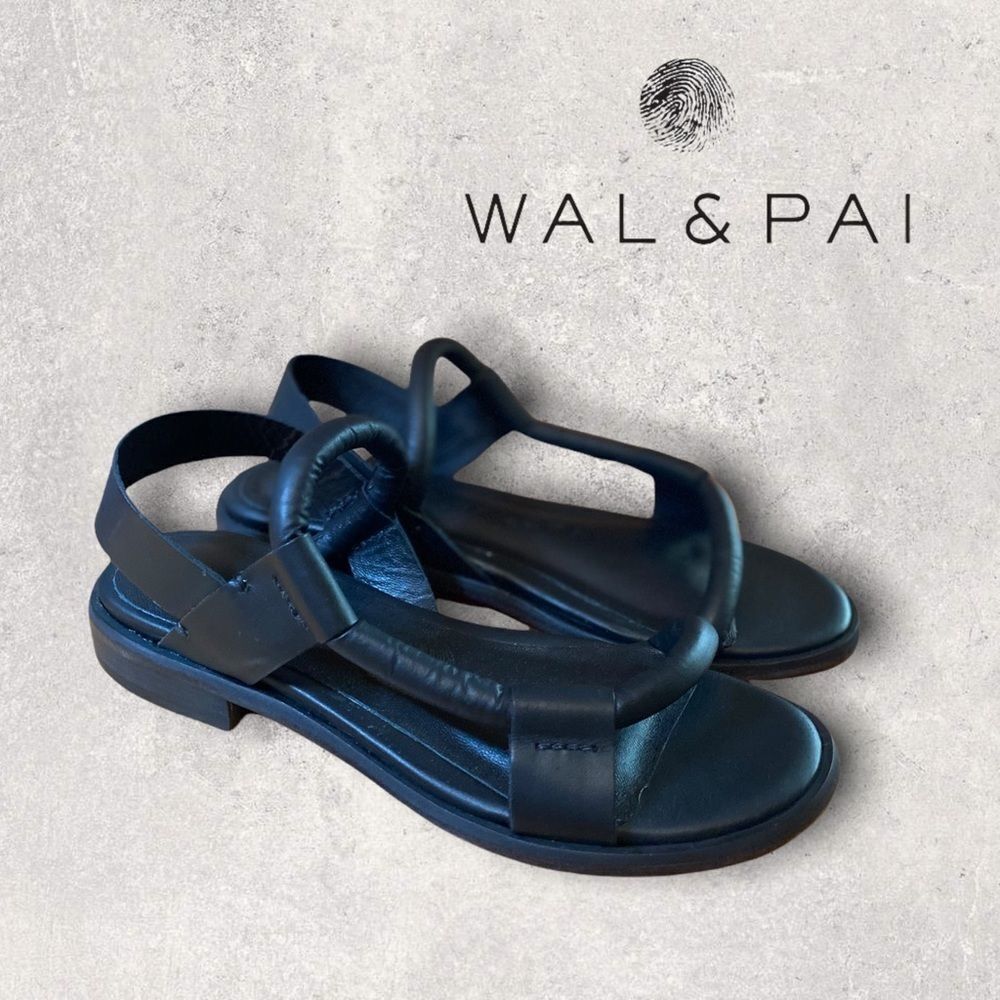 Wal & Pai Black "Sini" Women's Leather Sandals with Box 36 5.5
